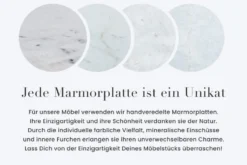 Runder Esstisch ELEGANCIA 130cm weiß Marmor gold Metall mit Säulenfuß