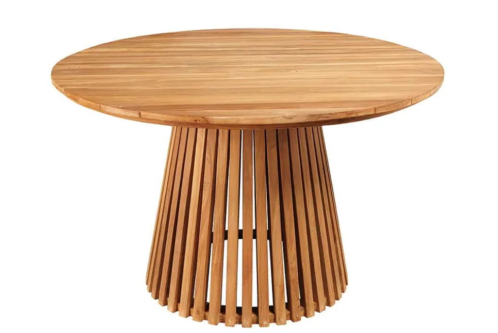 Runder Esstisch EMPIRE TEAK 140cm braun Teakholz Indoor Outdoor wetterfest