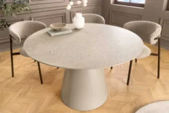 Runder Esstisch EN VOGUE 120cm matt grau Beton-Design mit Säulenfuß