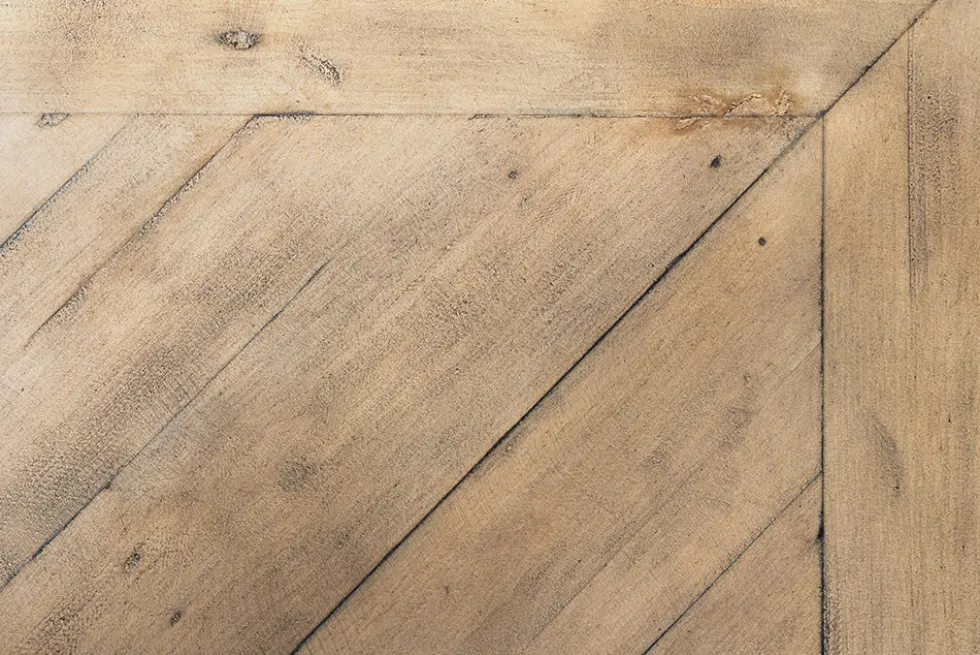 Runder Esstisch HAMPTONS 140cm hellbraun creme recycelte Pinie Massivholz