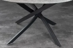 Runder Esstisch HELIX 120cm grau Beton-Design schwarze Metallbeine Sterngestell