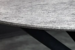 Runder Esstisch HELIX 120cm grau Beton-Design schwarze Metallbeine Sterngestell