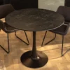 Runder Esstisch LYON 80cm anthrazit Marmor Keramik Bistrotisch schwarzer Säulenfuß