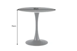 Runder Esstisch LYON 80cm anthrazit Marmor Keramik Bistrotisch schwarzer Säulenfuß