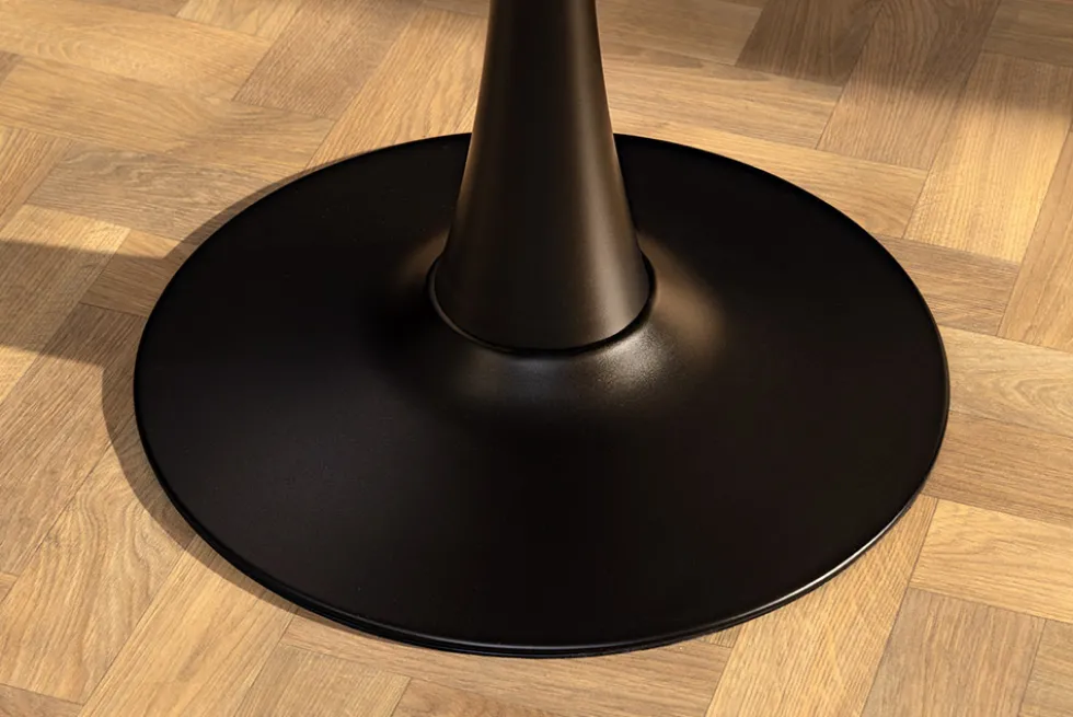 Runder Esstisch LYON 80cm schwarz gold sand Aurora Oro Keramik Bistrotisch Säulenfuß