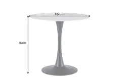 Runder Esstisch LYON 80cm weiß Marmor Keramik Bistrotisch schwarzer Säulenfuß