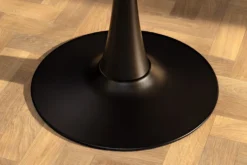 Runder Esstisch LYON 80cm weiß Marmor Keramik Bistrotisch schwarzer Säulenfuß