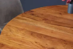 Runder Esstisch MAISON JADE 130cm natur Akazie Massivholz Säulenfuß