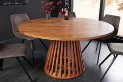 Runder Esstisch MAISON JADE 140cm natur Akazie Massivholz Säulenfuß
