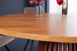 Runder Esstisch MAISON JADE 140cm natur Akazie Massivholz Säulenfuß