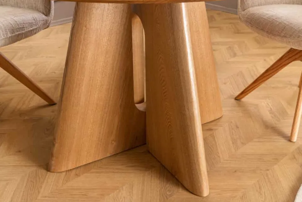Runder Esstisch ORGANIKO 120cm weiß natur Eichenholz Keramik Marmor