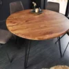 Runder Esstisch SCORPION 120cm Akazie natur Massivholz Hairpin Legs Retro Design