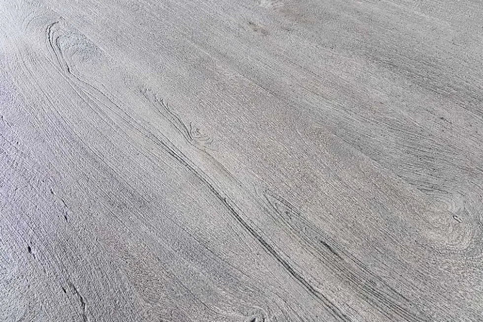 Runder Esstisch SCORPION 120cm grau Mangoholz massiv schwarze Metallbeine Hairpin Legs