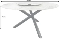 Runder Esstisch SPIN 150cm weiß grau gold 360° drehbare Servierplatte Aurora Oro Keramik