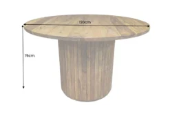 Runder Esstisch TRES CHIC 120cm braun Sheeshamholz stone finish massiv mit Säulenfuß