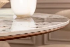 Runder Esstisch UNIQUE 120cm weiß grau braun Pandora Keramik Walnuss Säulenfuß