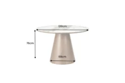 Runder Esstisch UNIQUE 120cm weiß grau braun Pandora Keramik Walnuss Säulenfuß