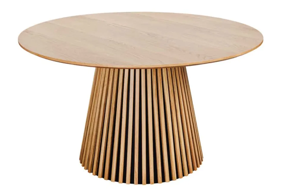 Runder Esstisch VALHALLA WOOD 140cm natur Eichenholz Säulenfuß