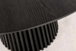 Runder Esstisch VALHALLA WOOD 140cm schwarz Eichenholz Säulenfuß