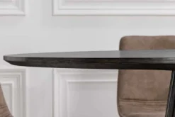 Runder Esstisch VALHALLA WOOD 140cm schwarz Eichenholz Säulenfuß