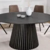 Runder Esstisch VALHALLA WOOD 120cm schwarz Eichenholz Säulenfuß