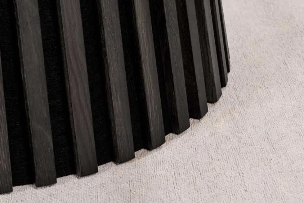 Runder Esstisch VALHALLA WOOD 120cm schwarz Eichenholz Säulenfuß