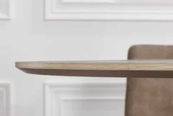 Runder Esstisch VALHALLA WOOD 120cm grau Eichenholz Säulenfuß