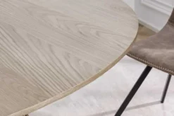 Runder Esstisch VALHALLA WOOD 120cm grau Eichenholz Säulenfuß
