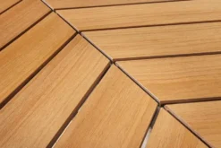 Runder Gartentisch DESIGNO 120cm natur Holz-Design greige Metall In- und Outdoor