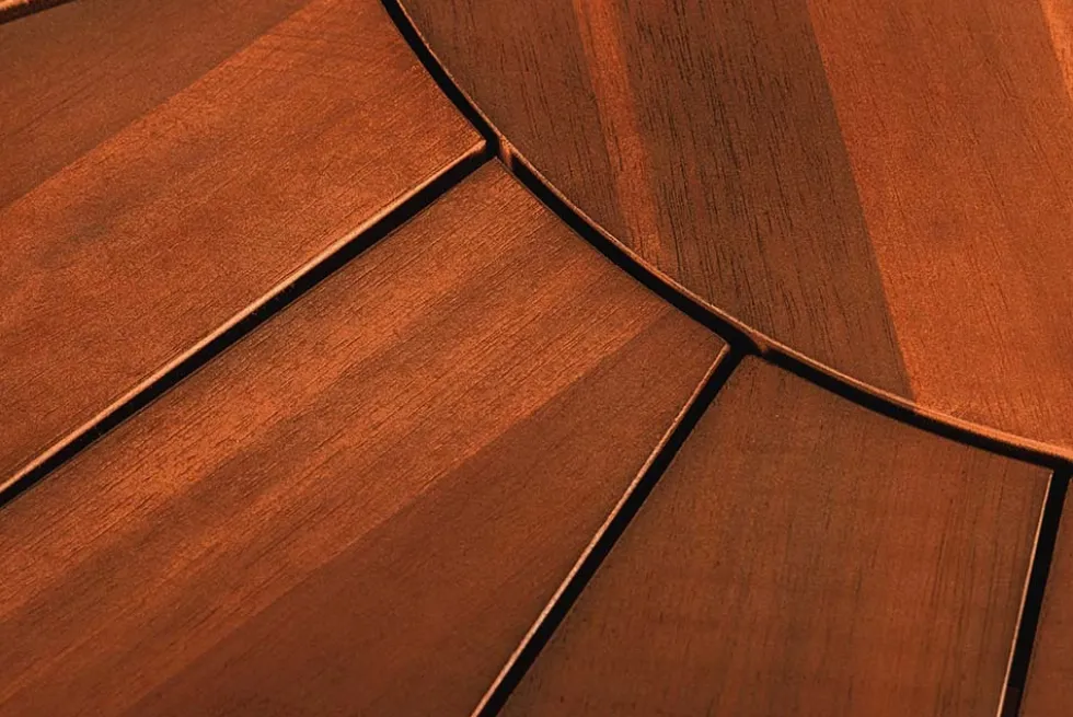Runder Gartentisch KOPENHAGEN 140cm braun Akazienholz honey finish wetterfest