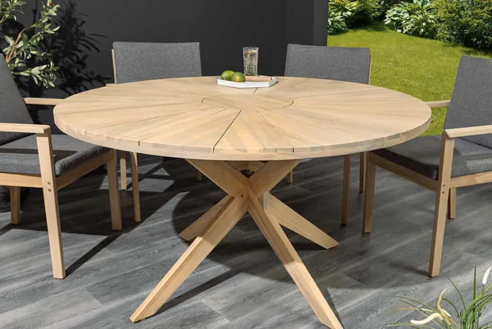 Runder Gartentisch KOPENHAGEN 140cm natur Akazie Massivholz In- und Outdoor wetterfest