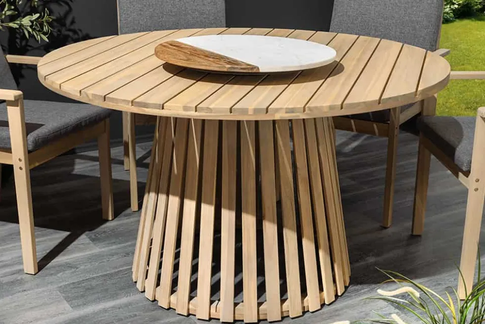 Runder Gartentisch KOPENHAGEN 120cm natur Akazie Massivholz In- und Outdoor wetterfest