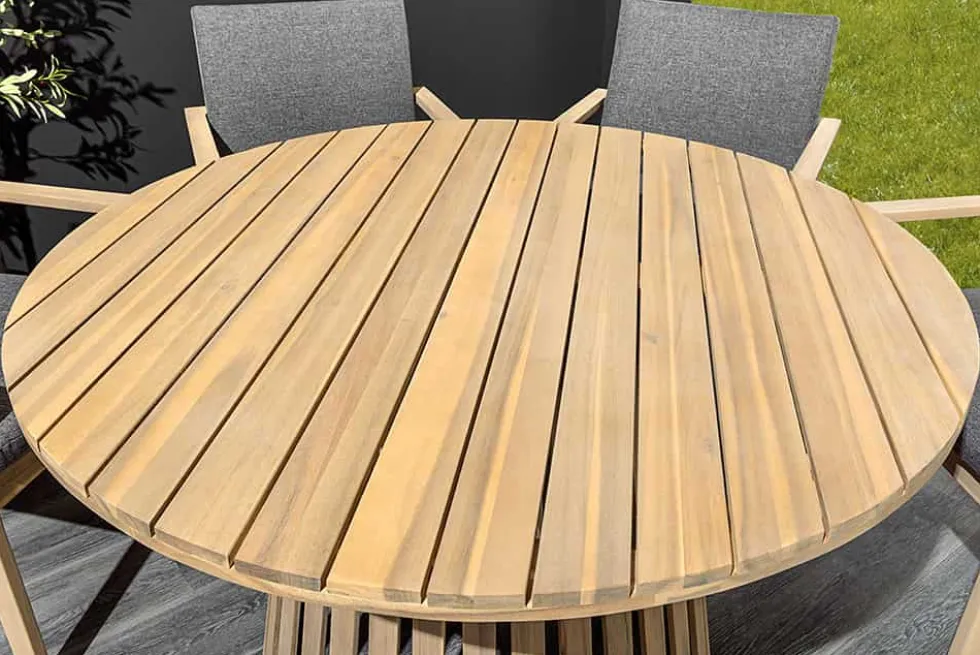Runder Gartentisch KOPENHAGEN 120cm natur Akazie Massivholz In- und Outdoor wetterfest