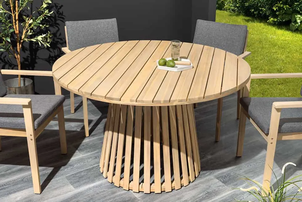 Runder Gartentisch KOPENHAGEN 120cm natur Akazie Massivholz In- und Outdoor wetterfest