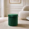 Runder Hocker ÉLAN 40cm grün Samt faltbar mit Stauraum