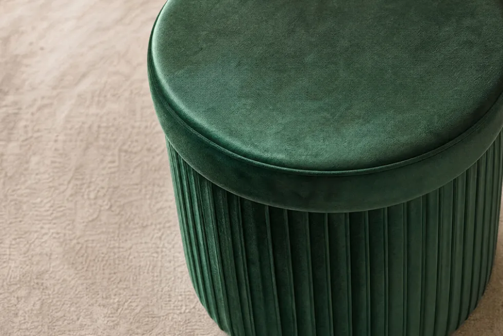 Runder Hocker ÉLAN 40cm grün Samt faltbar mit Stauraum