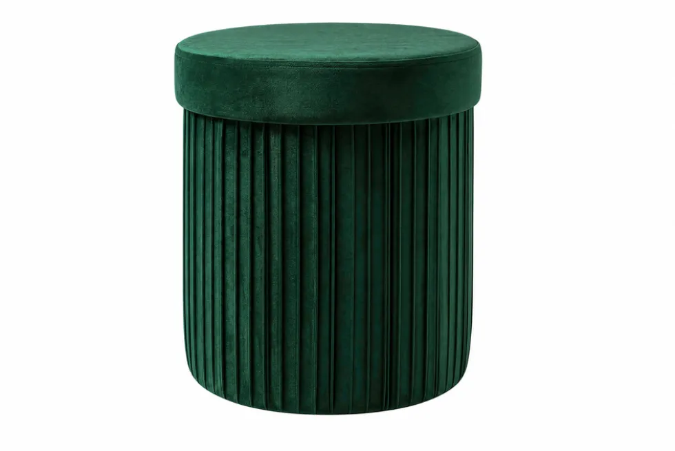 Runder Hocker ÉLAN 40cm grün Samt faltbar mit Stauraum