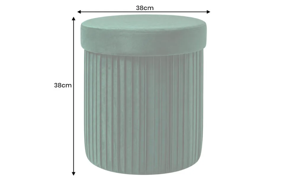 Runder Hocker ÉLAN 40cm grün Samt faltbar mit Stauraum