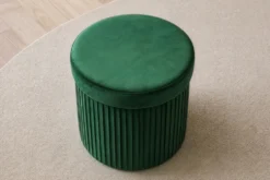 Runder Hocker ÉLAN 40cm grün Samt faltbar mit Stauraum