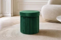 Runder Hocker ÉLAN 40cm grün Samt faltbar mit Stauraum