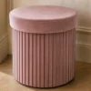 Runder Hocker ÉLAN 40cm rosa Samt faltbar mit Stauraum