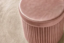 Runder Hocker ÉLAN 40cm rosa Samt faltbar mit Stauraum