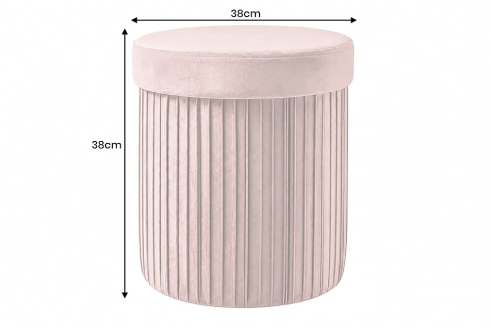 Runder Hocker ÉLAN 40cm rosa Samt faltbar mit Stauraum