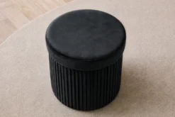 Runder Hocker ÉLAN 40cm schwarz Samt faltbar mit Stauraum