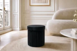 Runder Hocker ÉLAN 40cm schwarz Samt faltbar mit Stauraum