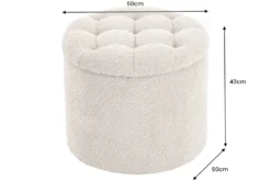 Runder Hocker MODERN BAROCK 50cm champagner Bouclé mit Stauraum