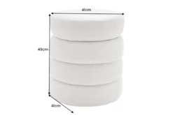 Runder Hocker VOGUE 50cm creme weiß Bouclé Polsterhocker mit Stauraum
