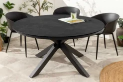 Runder In- und Outdoor Esstisch GALAXY 120cm anthrazit Keramik Aluminium Gartentisch