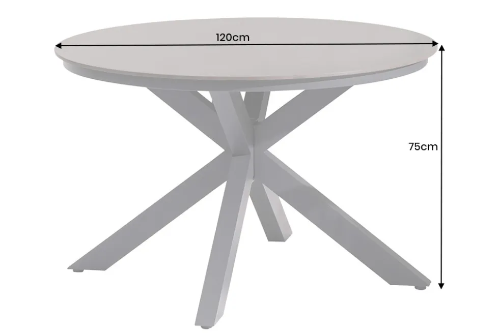 Runder In- und Outdoor Esstisch GALAXY 120cm graphit Keramik anthrazit Aluminium Gartentisch