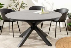 Runder In- und Outdoor Esstisch GALAXY 120cm graphit Keramik anthrazit Aluminium Gartentisch